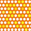 Seamless pattern of rows of yellow and white dots