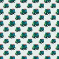 Seamless pattern of rubber toy green train