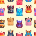 Seamless Pattern Rucksacks for Girls or Boy Vector