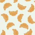 Seamless pattern with ruddy croissants for wrapping, kraft, cards, textile, print.