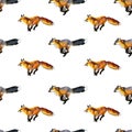 Seamless pattern with runing fox