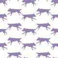 Seamless pattern. Running czechoslovak wolfdog puppy isolated on white background. Dog silhouette. Endless texture Royalty Free Stock Photo
