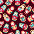 Seamless pattern with Russian dolls Royalty Free Stock Photo