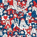 Seamless pattern with russian nesting dolls, Matryoshka Royalty Free Stock Photo