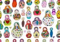 Seamless pattern with russian nesting dolls, Matryoshka