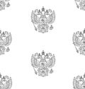 Seamless pattern with russian outlined coat of arms