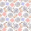 Rustic seamless pattern with utensils.