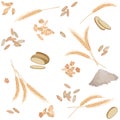 Seamless pattern with rye foodstuff Royalty Free Stock Photo