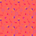 Seamless pattern with 80s memphis geometics style and vibrant psychedelic colors Royalty Free Stock Photo
