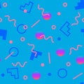 Seamless pattern with 80s memphis geometics style and vibrant psychedelic colors Royalty Free Stock Photo