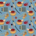 Seamless pattern with sabers, epaulettes and medals