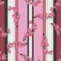 Seamless pattern with sacura spring cherry