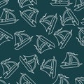 Seamless pattern. Sailing yacht. Background for fabric paper, backdrop. Vector illustration