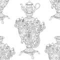 Seamless pattern with samovar