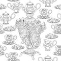 Seamless pattern with samovar