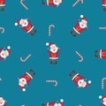 Seamless pattern with Santa Claus and candy cane