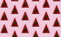 Seamless pattern with Santa Claus hat made of sequins on a pink background. ÃÂ¡oncept of holiday, Christmas and New Year