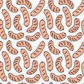 Seamless pattern of sausages of barbecue.