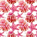 Seamless pattern of scallop shells