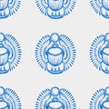 Seamless pattern scarab beetle egypt Royalty Free Stock Photo