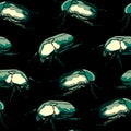 Seamless pattern with scarab beetles. Royalty Free Stock Photo