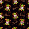 Seamless pattern with scary evil Jokers