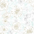 Seamless pattern scatch of spring sakura