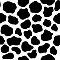 Seamless pattern with scattered black spots. Cartoon texture of cow hair. Vector illustration. Royalty Free Stock Photo