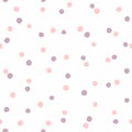 Seamless pattern with scattered small round spots. Simple girly print.