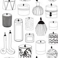 Seamless pattern with scented candles outline