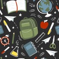 Seamless pattern of school elements Royalty Free Stock Photo