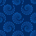 Seamless pattern with school of fish. Swirl, vortex of sea animal, fishes silhouettes.