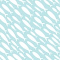 Seamless pattern with a school of fish. Wallpapers with silhouettes of small fish. Texture with marine life.