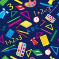 Seamless pattern with school items