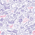 Seamless pattern with school stuff