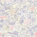 Seamless pattern with school stuff Royalty Free Stock Photo