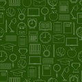 Seamless pattern with school supplies on green background Royalty Free Stock Photo