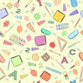 Seamless Pattern with School Supplies