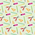 Seamless pattern of school supplies.