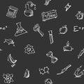 Seamless pattern Science icons doodles vector set Royalty Free Stock Photo