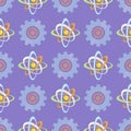 Seamless Pattern with Science Themed Atomic Model Royalty Free Stock Photo