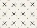 Seamless pattern with scissors, vector, tailoring.