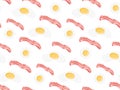 Seamless pattern with scrambled eggs and bacon, vector illustration for wallpaper, wrapping paper, screensavers Royalty Free Stock Photo