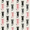 Seamless pattern with scratching cats