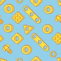 Seamless pattern: Screws and Nuts. Construction Hardware: Bolts, Nuts and Spacers, isolated vector elements for your design Royalty Free Stock Photo