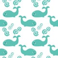 Seamless pattern with sea animal - whale.