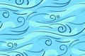 Seamless pattern sea and blue whale. On a blue background. Royalty Free Stock Photo