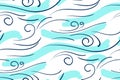 Seamless pattern sea and blue whale. On a white background. Royalty Free Stock Photo