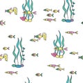 Pisces. Seamless pattern. Little fish.