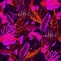 Seamless pattern with sea fishes and flowers. Vector. Royalty Free Stock Photo